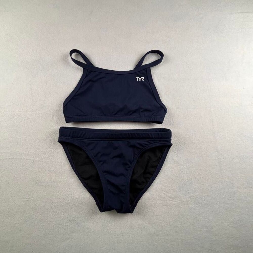 TYR Navy Blue Two Piece Bikini Swimsuit Womens XXS Athletic Swim Training